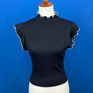 ZARA Black Ruffled Women's Top